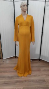 Suknia Musztardowa z dzianiny sweterkowej, rozmiar M/L